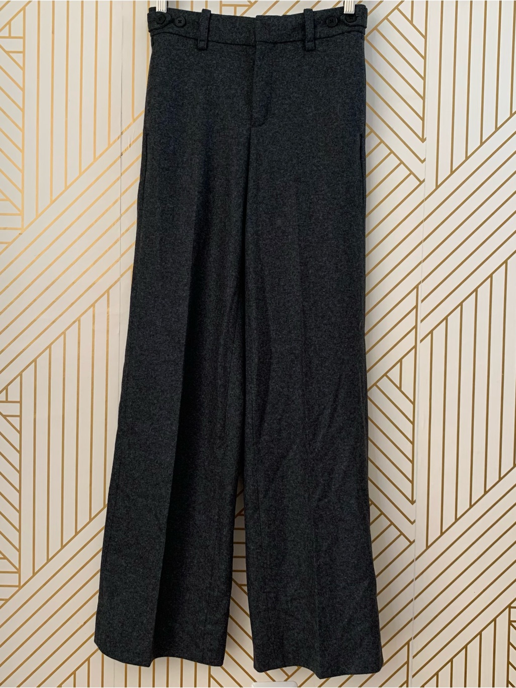 Banana Republic Wool Blend High Rise Wide Leg Pants Pleated Charcoal Old Money 2